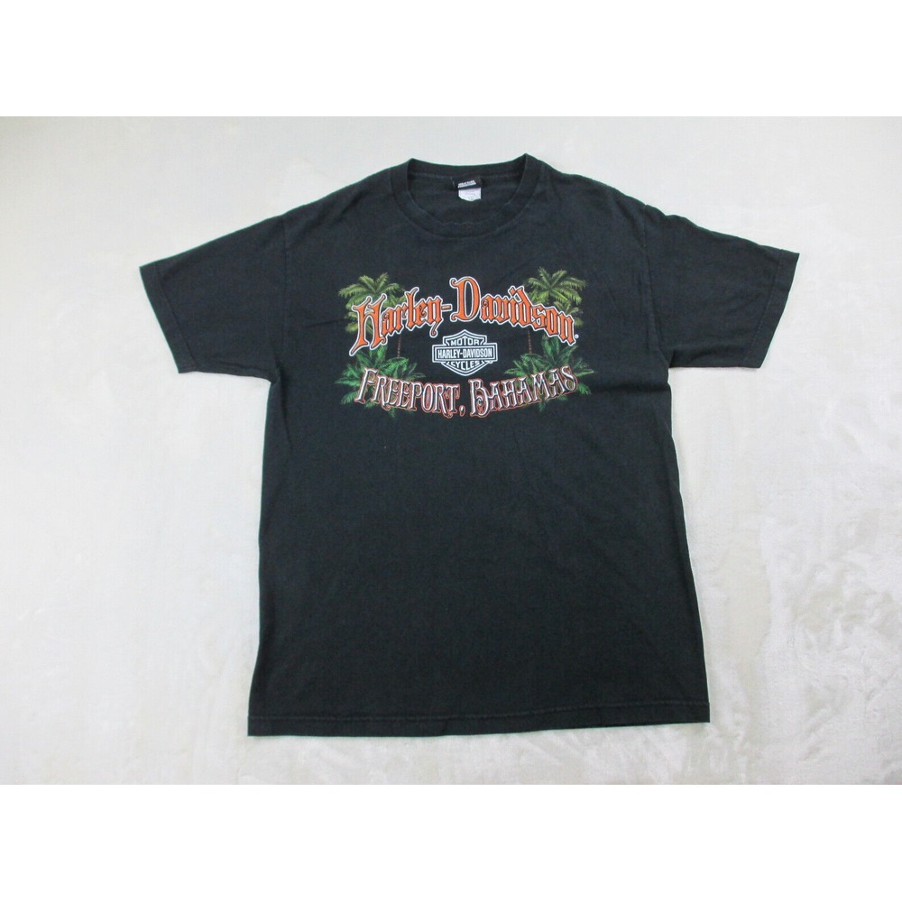 Harley Davidson Shirt Mens Large Black Bahamas Motorcycle Biker‎ Rider Casual*